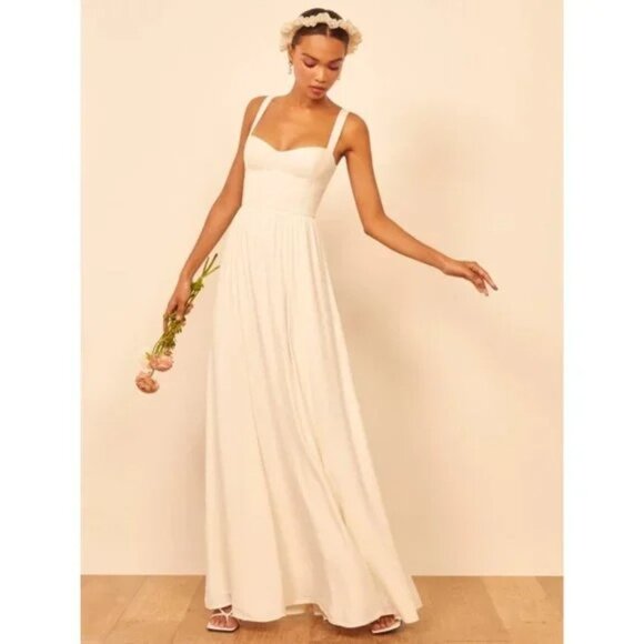 Reformation Hollyhock Maxi Dress Ivory White Size 12 Bridal Collection - Picture 7 of 17